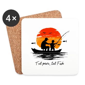 Pêche de père en fils, pêcheurs pour la vie - Dessous de verre (lot de 4) - blanc - Devant