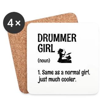 Drummer Girl Wie Ein Normales Mädchen, Nur Viel Coole - Untersetzer (4er-Set) - Weiß - Vorne