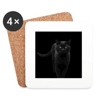Black Cat Cat Black Cats Gift - Coasters (set of 4) - white - Front