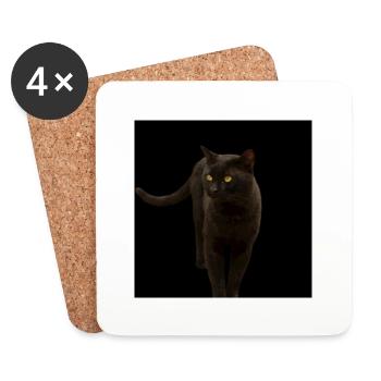 black cat kitten cat - Coasters (set of 4) - white - Front