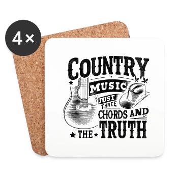 Country Music Just Three Chords And The Truth Song - Untersetzer (4er-Set) - Weiß - Vorne