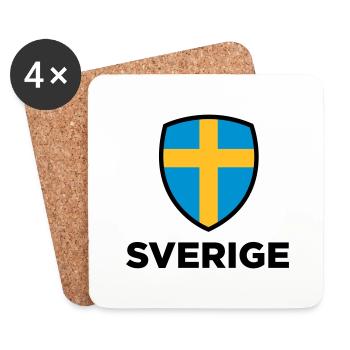 National flag of Sweden - Coasters (set of 4) - white - Front