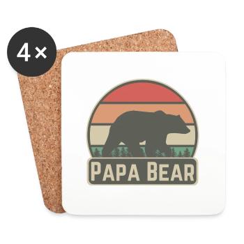 Papa Bear Vintage Vater Bär Bester Daddy Geschenk - Untersetzer (4er-Set) - Weiß - Vorne