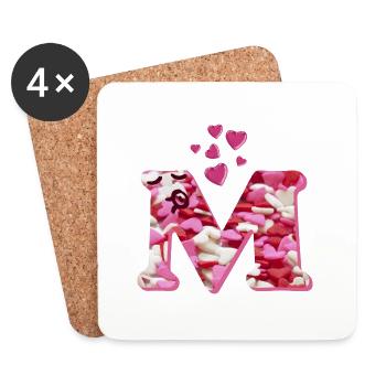 herzen m - Dessous de verre (lot de 4) - blanc - Devant