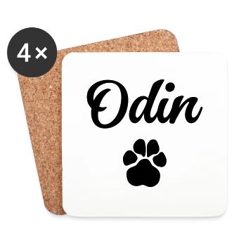 Dog name ODIN with paw - Coasters (set of 4) - white - Front