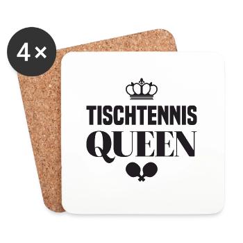 Tischtennis Queen Spruch mit Tischtennisschläger - Untersetzer (4er-Set) - Weiß - Vorne