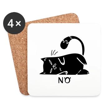 Katze Nö Nein Nope lustig faul - Untersetzer (4er-Set) - Weiß - Vorne