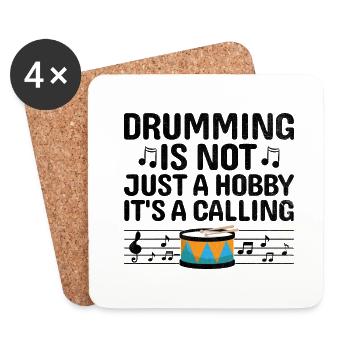 Corps de tambours Fanfare Drum Corp Musique Percussio - Dessous de verre (lot de 4) - blanc - Devant