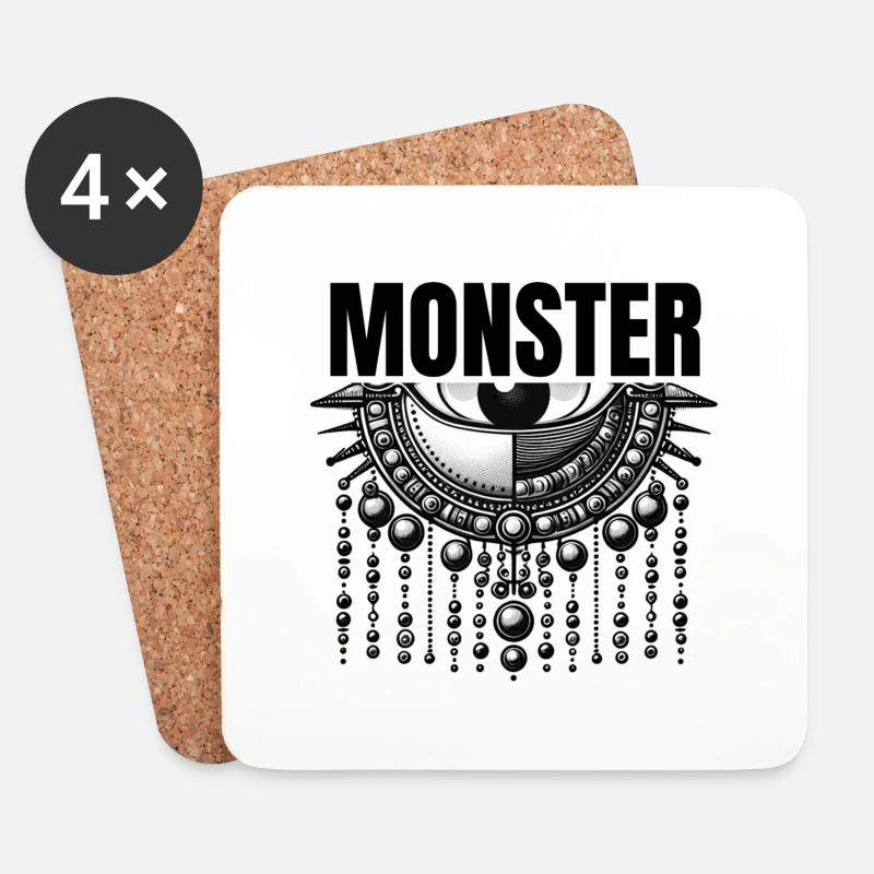 Mode des monstres - Dessous de verre (lot de 4) - blanc