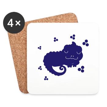 Salamandre - Animal amphibien - Dessous de verre (lot de 4) - blanc - Devant