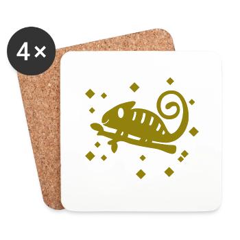 Gecko - Animal amphibien - Dessous de verre (lot de 4) - blanc - Devant