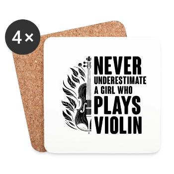 Ne sous-estimez jamais une fille qui joue du violon Violon - Dessous de verre (lot de 4) - blanc - Devant