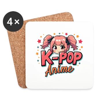 K-pop : jolie fille dans le style anime - Dessous de verre (lot de 4) - blanc - Devant