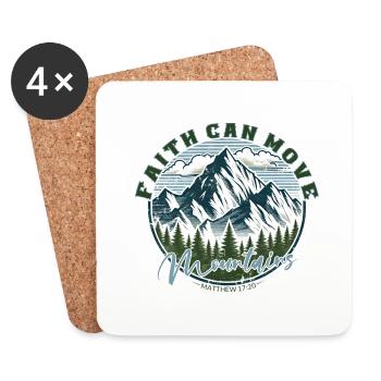 Faith can move Mountains, christliches Geschenk - Untersetzer (4er-Set) - Weiß - Vorne
