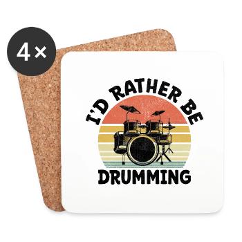 Je préfère être batteur de tambour - Dessous de verre (lot de 4) - blanc - Devant