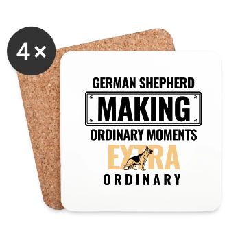 Les bergers allemands rendent les moments ordinaires plus ord - Dessous de verre (lot de 4) - blanc - Devant