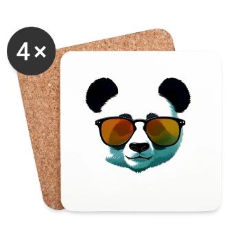 Panda mit Sonnenbrille Farbverlauf - Untersetzer (4er-Set) - Weiß - Vorne