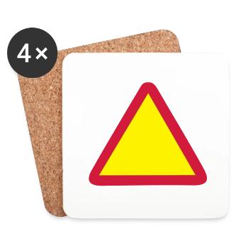 triangle de signalisation - Dessous de verre (lot de 4) - blanc - Devant