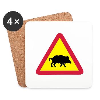 enseigne cochon - Dessous de verre (lot de 4) - blanc - Devant