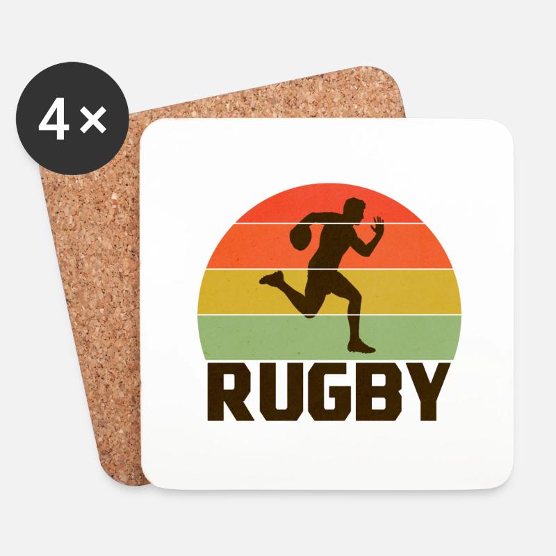 Rugby - Untersetzer (4er-Set) - Weiß