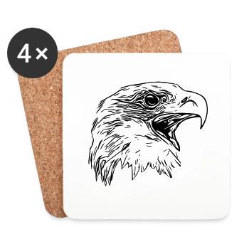 Tête d’aigle - Oiseau de prédant Royal Vector - Dessous de verre (lot de 4) - blanc - Devant