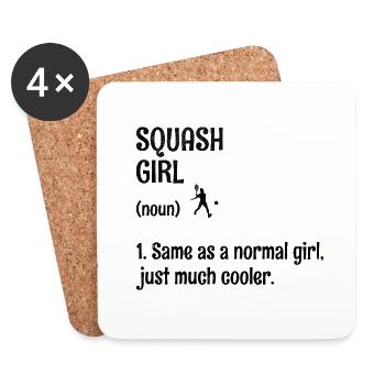 squash fille squash squash joueur de tennis Raquetball sports - Dessous de verre (lot de 4) - blanc - Devant