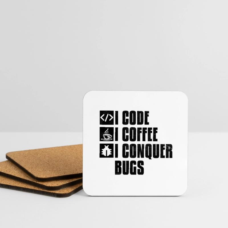 Café Codage Programmeur Codeur Développeur Nerd Coff Dessous de verre (lot de 4)