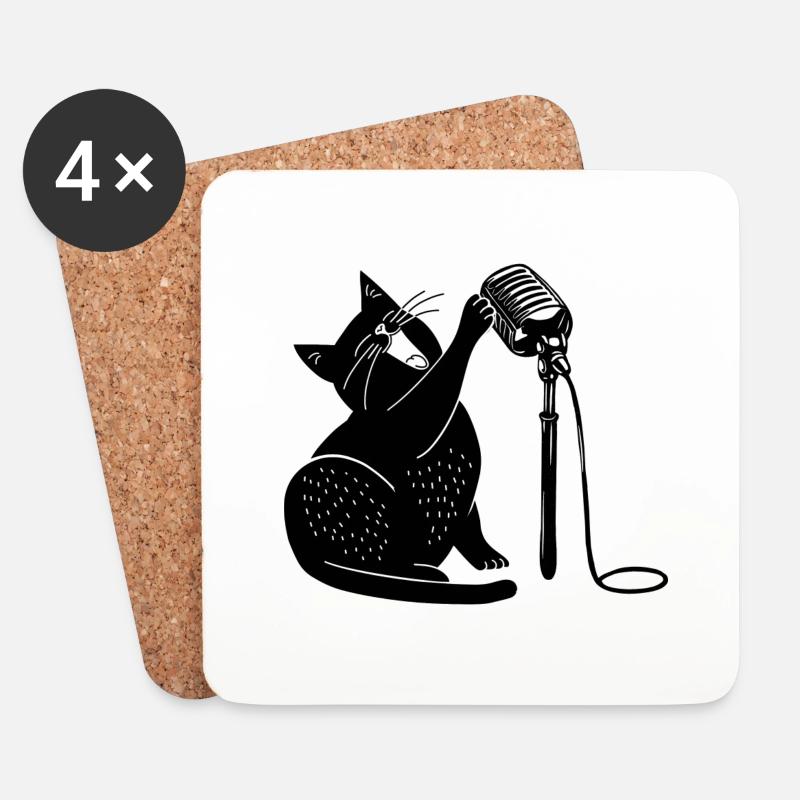 singende katze - Untersetzer (4er-Set) - Weiß