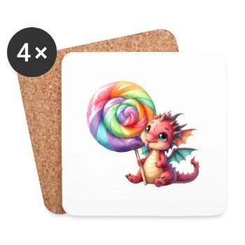 Sucette Petit Dragon - Dessous de verre (lot de 4) - blanc - Devant
