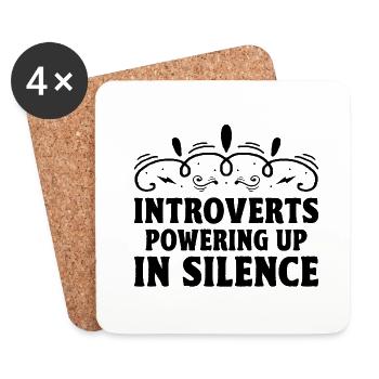 Introverts Powering Up In Silence Sayings For - Coasters (set of 4) - white - Front