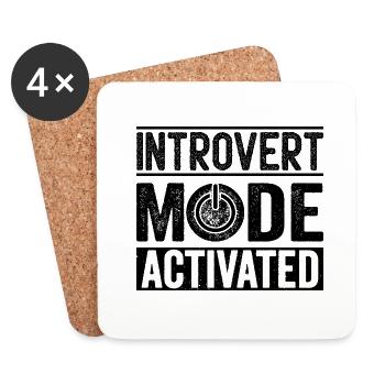 Introvert Mode Activated Sayings For Introverts - Coasters (set of 4) - white - Front