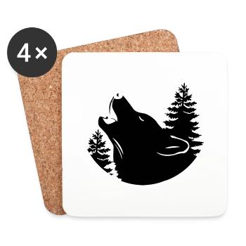 Wolf - Nature conservation - Animal welfare - Coasters (set of 4) - white - Front