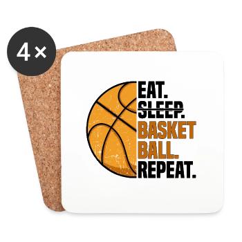 Eat Sleep Basketball Répéter I Fille Joueuse de basket-ball - Dessous de verre (lot de 4) - blanc - Devant