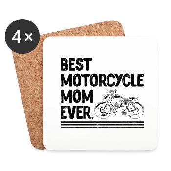 Meilleure maman de moto de tous les temps Motard Motard Motorc - Dessous de verre (lot de 4) - blanc - Devant