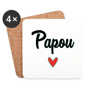 PAPOU. PAPA. FÊTE DES PÈRES. BONNE FÊTE PAPA - Dessous de verre (lot de 4) - blanc - Devant