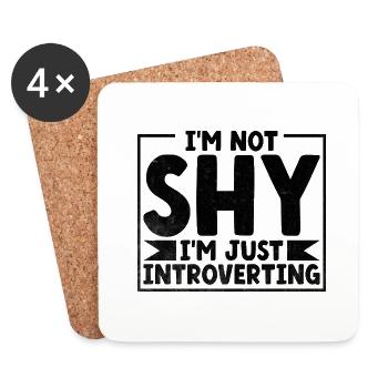 Je ne suis pas timide, je suis juste introverti en disant que - Dessous de verre (lot de 4) - blanc - Devant
