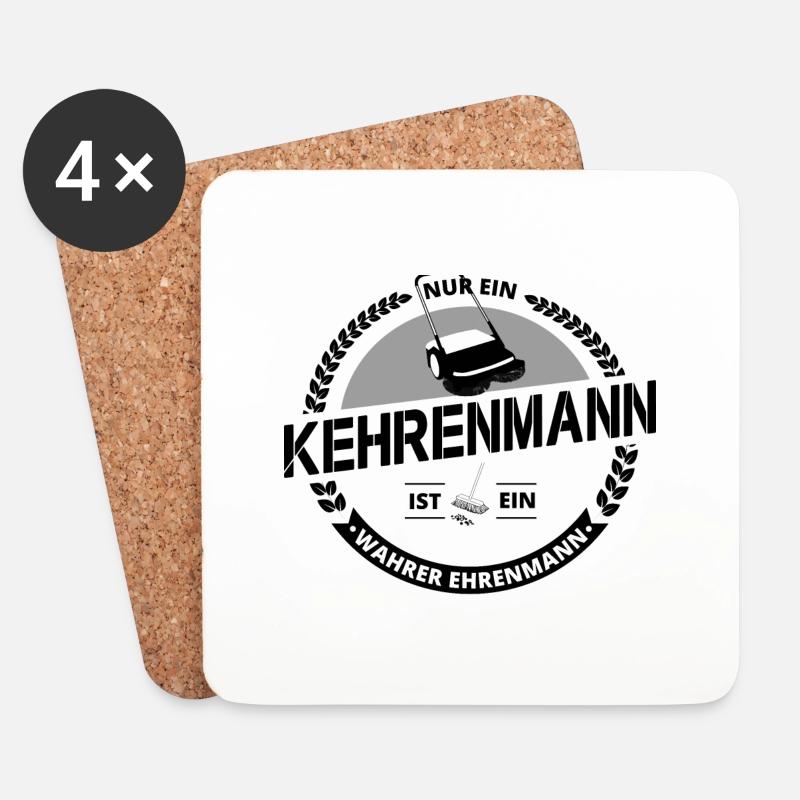Nur ein KEHRENMANN ist ein wahrer Ehrenmann 🧹 - Untersetzer (4er-Set) - Weiß