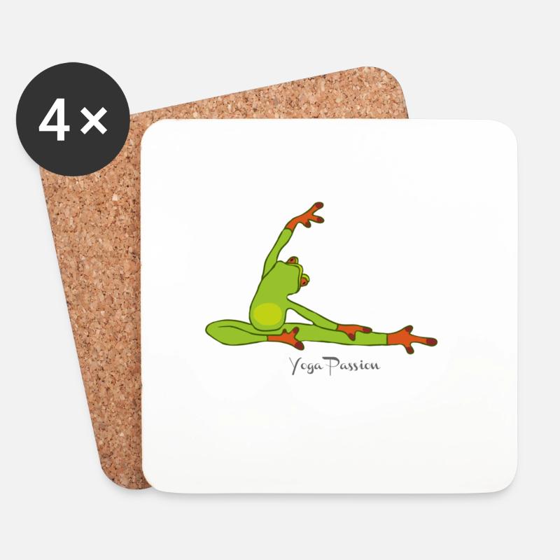 Frosch-Yoga Leidenschaft - Untersetzer (4er-Set) - Weiß