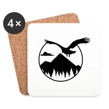 Aigles et montagnes - Eagle and Mountain - Dessous de verre (lot de 4) - blanc - Devant