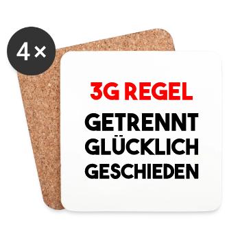 3G Regel Getrennt Glücklich Geschieden Geschenk - Untersetzer (4er-Set) - Weiß - Vorne