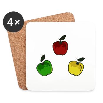 Pommes multicolores / pommes colorées - Dessous de verre (lot de 4) - blanc - Devant