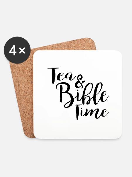 Tea & Bible Time - Untersetzer (4er-Set) - Weiß