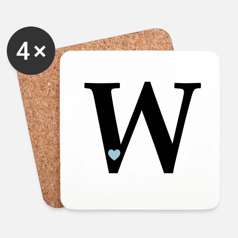 Buchstabe W Anfangsbuchstabe - Untersetzer (4er-Set) - Weiß
