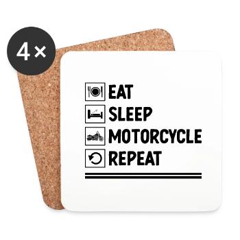 Eat Sleep Motorcycle Repeat Motorcycling Biker Mot - Coasters (set of 4) - white - Front