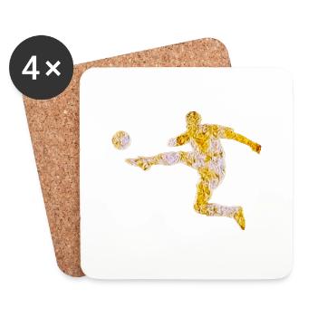 Fußballer Silhouette - Untersetzer (4er-Set) - Weiß - Vorne