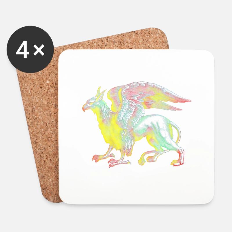 Mythical creatures colorful - Coasters (set of 4) - white