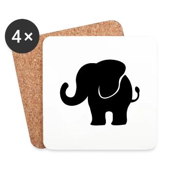 Elefant - Elefantenbaby / bébé éléphant - Dessous de verre (lot de 4) - blanc - Devant