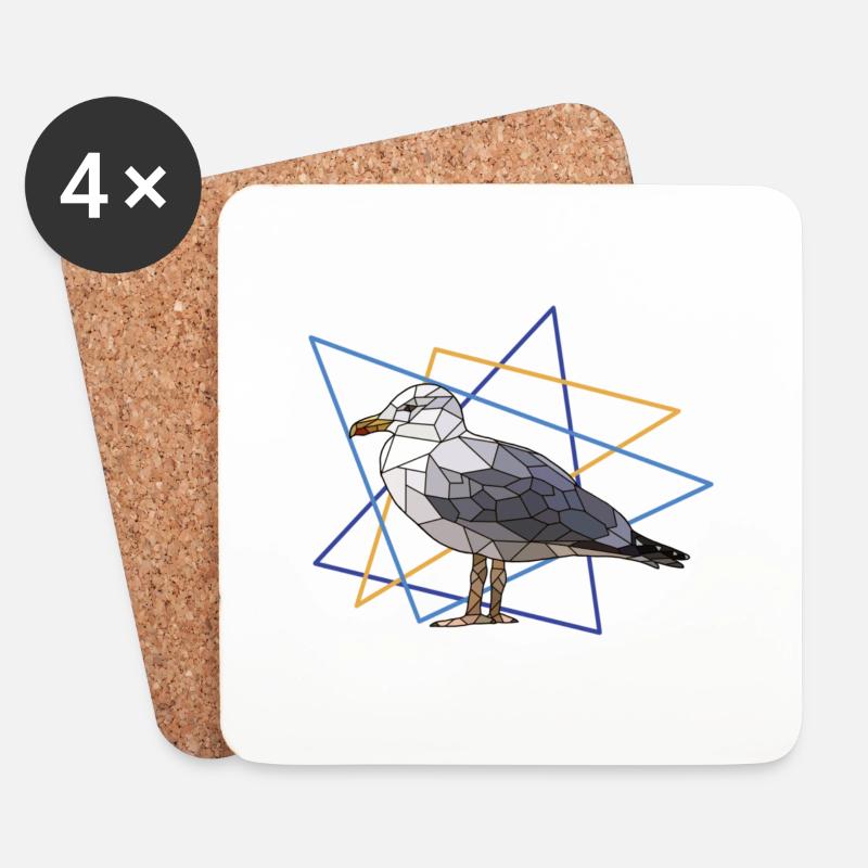Möwe - Untersetzer (4er-Set) - Weiß