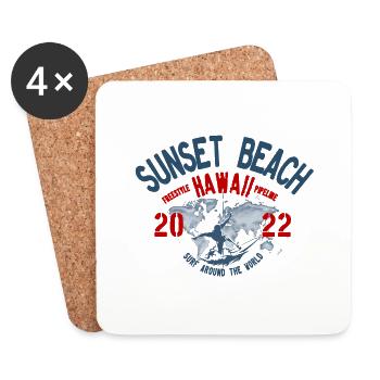 Surfen Sie um die Welt Sonnenuntergang Strand Hawaii blc - Untersetzer (4er-Set) - Weiß - Vorne