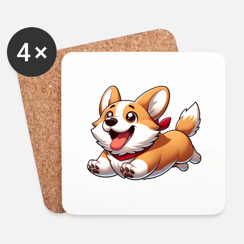Corgi - Untersetzer (4er-Set) - Weiß